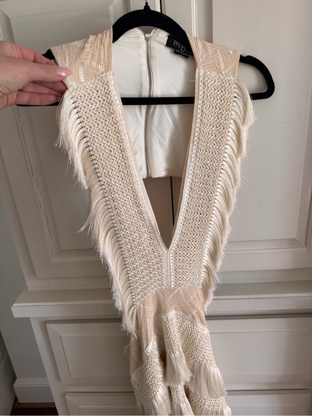 PatBO Cream Fringed Knit Mini Dress - Picture 5 of 8